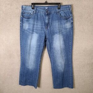 Urban Pipeline Jeans Mens 42x32 (41x28) Blue Relaxed Bootcut Dark Wash Denim